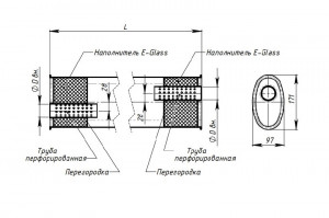 Глушитель универсальный (овальный) 97х171, L=330, d=50, смещение 28 мм (алюминизированная сталь)