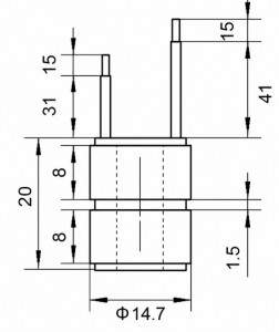 Коллектор генератора для автомобилей Opel Astra/Vectra/Zafira/Corsa/Omega D=14,7/d=8,5-7,2/L=20