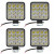 Фара светодиодная квадратная, 16LED, дальний свет, 16Вт, 83х83х22мм, 12В, комплект 4 шт., STANDARD