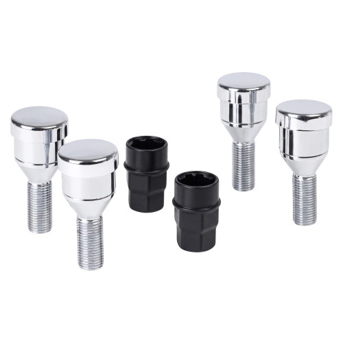 Секретки колесные (болты) М12x1,25x27x54, конус, 2 ключа 17/19, хром, тип M, комплект из 4 штук + 2 головок для а/м Лада