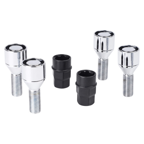 Секретки колесные (болты) М12x1,25x27x54, конус, 2 ключа 17/19, хром, тип M, комплект из 4 штук + 2 головок для а/м Лада