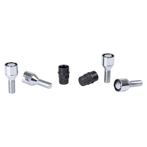 Секретки колесные (болты) М12x1,25x27x54, конус, 2 ключа 17/19, хром, тип N, комплект из 4 штук + 2 головок для а/м Лада