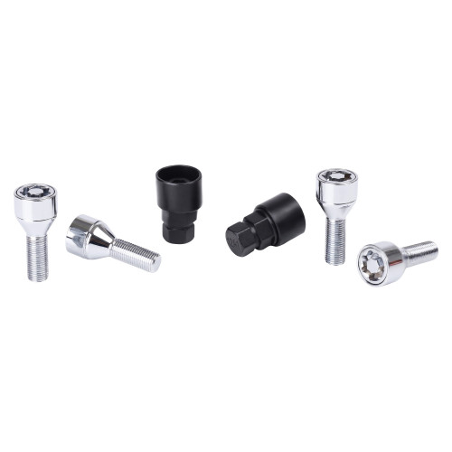 Секретки колесные (болты) М12x1,25x28x52, конус, 2 ключа 17/19, хром, тип O, комплект из 4 штук + 2 головок для а/м Лада