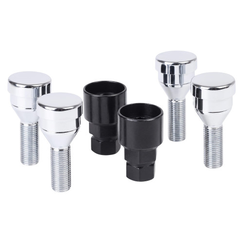 Секретки колесные (болты) М12x1,25x28x52, конус, 2 ключа 17/19, хром, тип O, комплект из 4 штук + 2 головок для а/м Лада