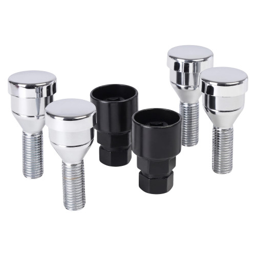 Секретки колесные (болты) М12x1,5x28x52, конус, 2 ключа 17/19, хром, тип Q, комплект из 4 штук + 2 головок для а/м Лада/Renault