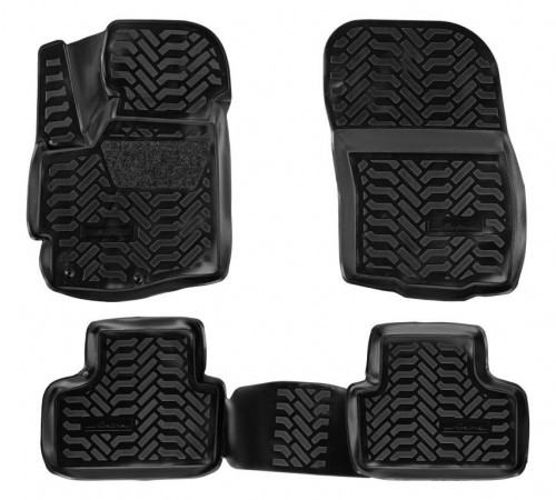 Ковры для Mitsubishi ASX (10-), 4 шт., выс. борт, 3D с подпятником, ТЭП, черн.