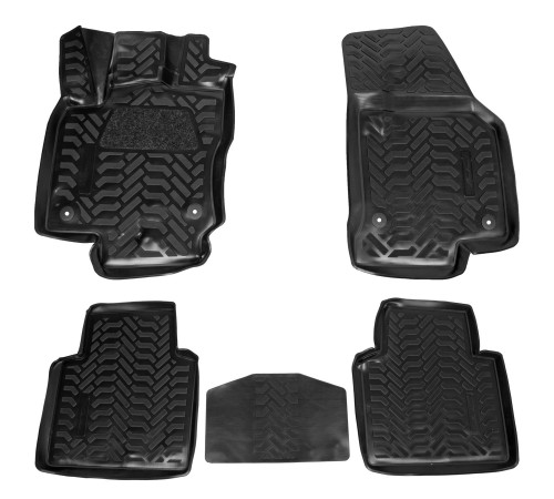 Ковры для Skoda Kodiaq (17-), 5 шт., выс. борт, 3D с подпятником, ТЭП, черн.