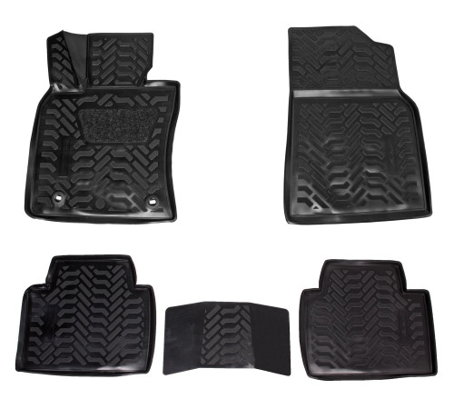 Ковры для Toyota Camry (17-), 5 шт., выс.борт, 3D с подпятником, ТЭП, черн.