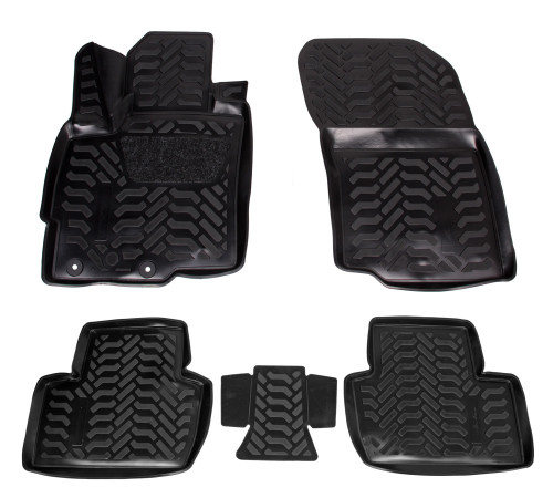 Ковры для Mitsubishi Outlander (06-), 5 шт., выс.борт, 3D с подпятником, ТЭП, черн.