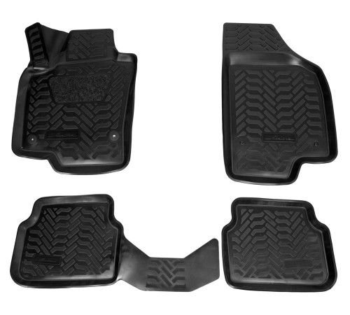 Ковры для VW Tiguan (07-16), 4 шт., (крепеж), выс.борт, 3D с подпятником, ТЭП, черн.