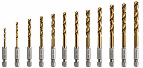 Сверло по металлу набор 12пр. (2-6,5мм) HSS-TiN, хвостовик HEX 1/4" (сталь Р6М5, TiN) МП-серия