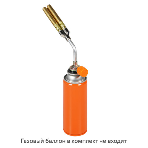 Горелка газовая на цанговый баллон, ручн.поджиг, 3 сопла D12 *102мм, металл