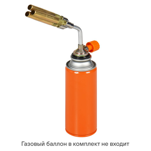Горелка газовая на цанговый баллон, ручн.поджиг, 3 сопла D12 *102мм, металл