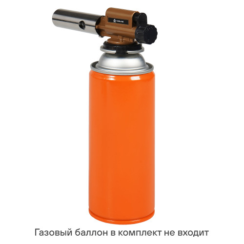 Горелка газовая на цанговый баллон, пьезоподжиг, сопло D20*70 мм, с керамикой, металл