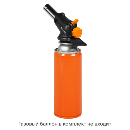 Горелка газовая на цанговый баллон, пьезоподжиг, анти-вспышка, сопло D20 *60 мм, бок.подставка-защита рук