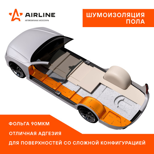 Шумоизоляция (вибро) "Main 3" PRO (50*70 см) КС, 3 мм, фольга 90 мкм. КМП 0,30