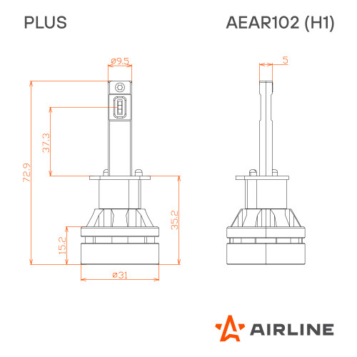 Лампа светодиодная H1 PLUS, 28Вт, 5000Лм (2500Лм x 2), 3000К (Желтый), 12/24В, комплект 2 шт.