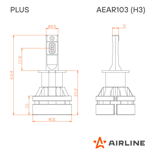 Лампа светодиодная H3 PLUS, 28Вт, 5000Лм (2500Лм x 2), 6000К (Белый), 12/24В, комплект 2 шт.