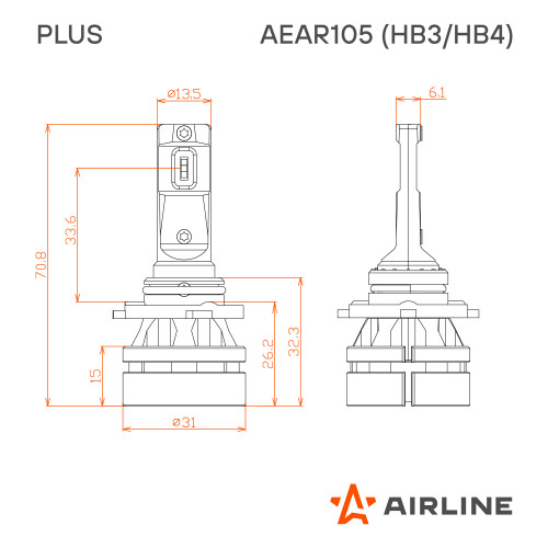 Лампа светодиодная HB3/HB4 PLUS, 28Вт, 5000Лм (2500Лм x 2), 6000К (Белый), 12/24В, комплект 2 шт.