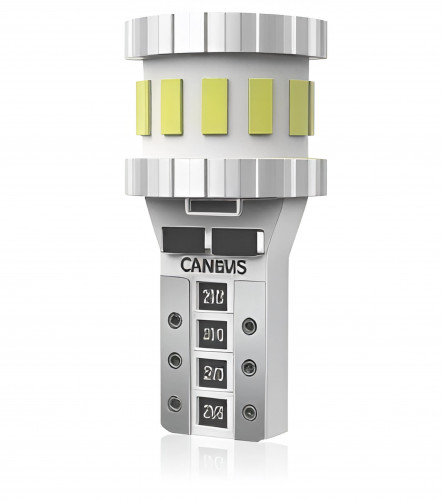 Лампа светодиодная W5W (T10) PRO, 6000K (Белый), 12В, 1.92Вт, 24LED, Биполярная, Обманка CAN bus