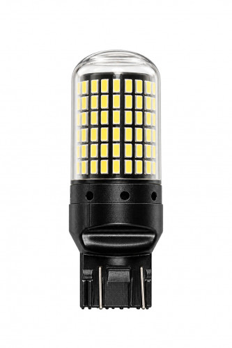Лампа светодиодная W21/5W (T20D) PLUS, 6000K (Белый), 12В, 16Вт, 144LED, Биполярная, комплект 2 шт.