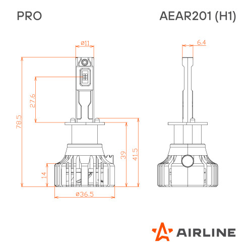 Лампа светодиодная H1 PRO, 50Вт, 9200Лм (4600Лм x 2), 6000К (Белый), 12/24В, комплект 2 шт.