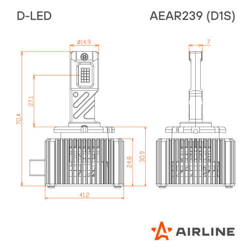 Лампа светодиодная D1S D-LED, 42Вт, 9000Лм (4500Лм x 2), 6500К (Белый), 12В, комплект 2 шт.