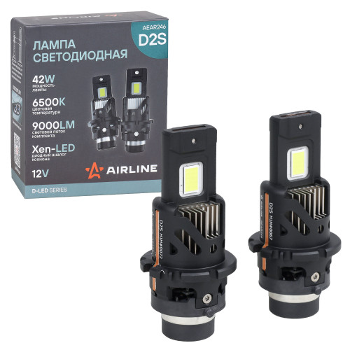 Лампа светодиодная D2S D-LED, 42Вт, 9000Лм (4500Лм x 2), 6500К (Белый), 12В, комплект 2 шт.
