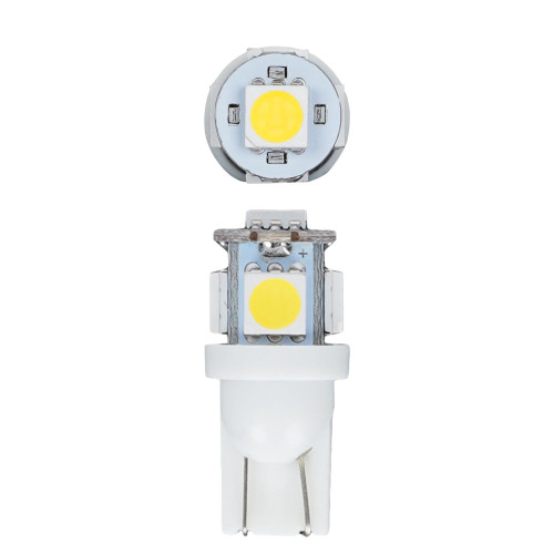 Лампа светодиодная W5W (T10) STANDARD, 6000K (Белый), 12В, 0.7Вт, 5LED, Полярная