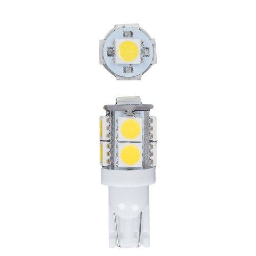 Лампа светодиодная W5W (T10) STANDARD, 6000K (Белый), 12В, 1.1Вт, 9LED, Полярная