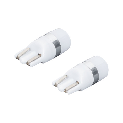 Лампа светодиодная W5W (T10) PLUS, 6000K (Белый), 12В, 0.7Вт, 1LED, Биполярная, комплект 2 шт.