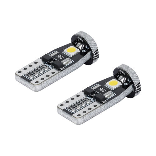 Лампа светодиодная W5W (T10) PLUS, 6000K (Белый), 12В, 1.4Вт, 3LED, Биполярная, Обманка CAN bus