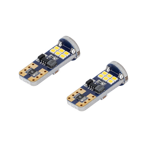 Лампа светодиодная W5W (T10) PRO, 6000K (Белый), 12В, 2.4Вт, 18LED, Биполярная, Обманка CAN bus