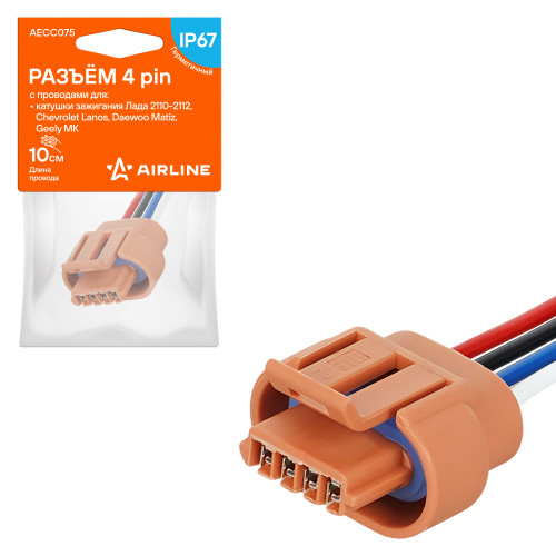 Разъём 4 pin с проводами для катушки зажигания Лада, Chevrolet, Daewoo, Geely