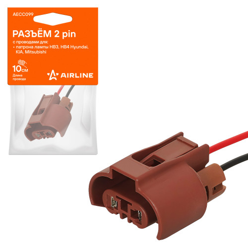 Разъем 2 pin с проводами для патрона лампы HB3, HB4 Hyundai, KIA, Mitsubishi