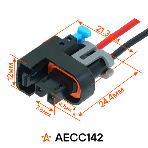 Разъем 2 pin с проводами для топливной форсунки Chevrolet Lacetti, Aveo, Lanos