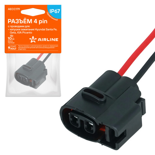 Разъём 4 pin с проводами для катушки зажигания Hyundai Santa Fe, Getz, KIA Picanto