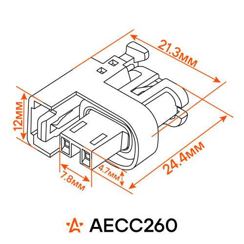 Разъем 2 pin без проводов для топливной форсунки Chevrolet Lacetti, Aveo, Lanos, Epica