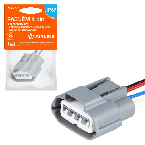 Разъём 4 pin с проводами для датчика кислорода Renault Duster, Kaptur, Nissan Qashqai
