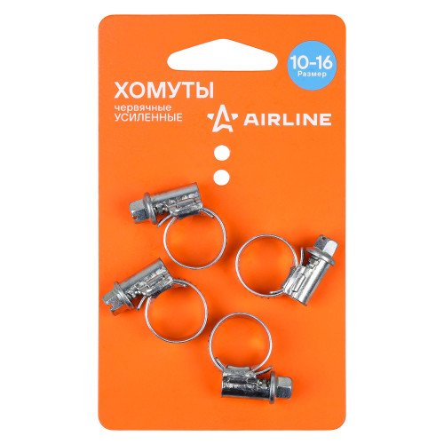 Хомуты 10-16/9мм, червячные, усиленные, W1(оцинк) компл.4шт.,подложка