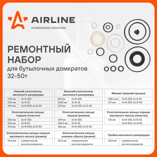 Комплект ремонтный для бутылочных домкратов универсальный (32-50т)