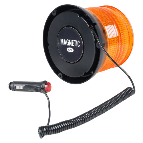 Маяк проблесковый светодиодный PLUS, 15Вт, 30LED, 12/24В, 2 режима, магнитное/болтовое крепление, штекер прикуривателя, D-160мм, H-125мм
