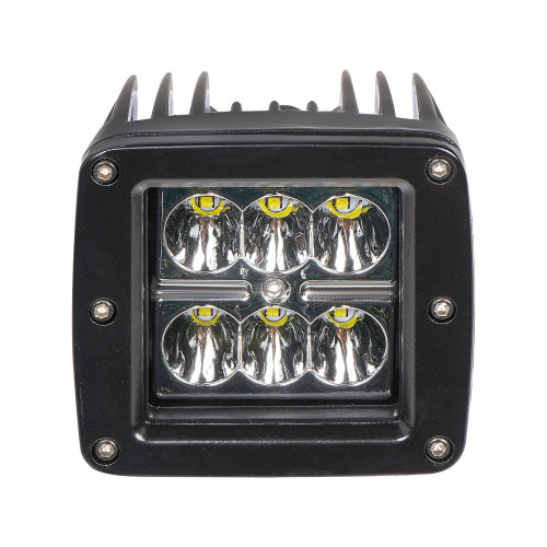 Фара светодиодная квадратная, 6LED, дальний свет, 18Вт, 82х75х75мм, 12/24В, PLUS