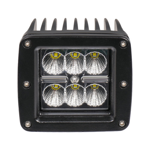 Фара светодиодная квадратная, 6LED, ближний свет, 18Вт, 82х75х75мм, 12/24В, PLUS