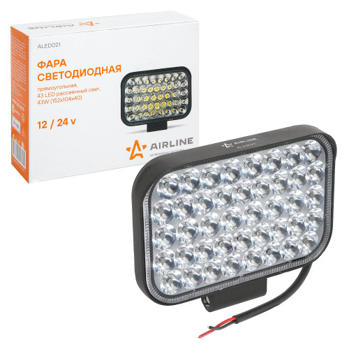 Фара светодиодная прямоугольная, 42LED, дальний свет, 42Вт, 152х104х40мм, 12/24В, PLUS