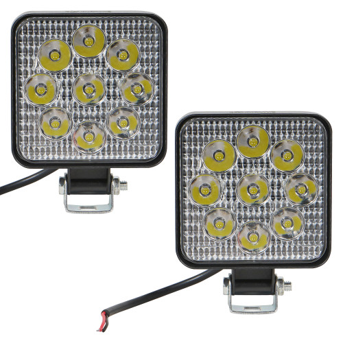 Фара светодиодная квадратная, 9LED, дальний свет, 9Вт, 83х83х22мм, 12В, комплект 2 шт., STANDARD