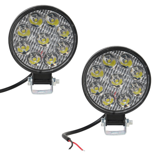 Фара светодиодная круглая, 9LED, дальний свет, 9Вт, 83х83х22мм, 12В, комплект 2 шт., STANDARD