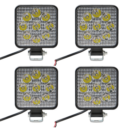 Фара светодиодная квадратная, 9LED, дальний свет, 9Вт, 83х83х22мм, 12В, комплект 4 шт., STANDARD