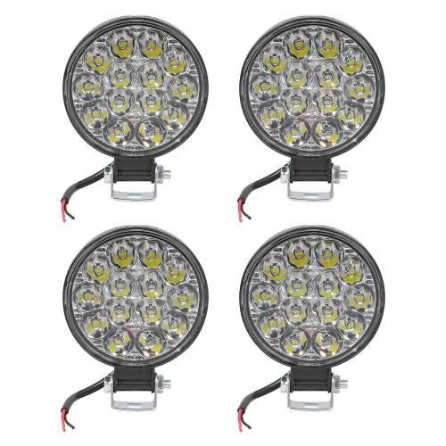 Фара светодиодная круглая, 14LED, дальний свет, 14Вт, 83х83х22мм, 12В, комплект 4 шт., STANDARD