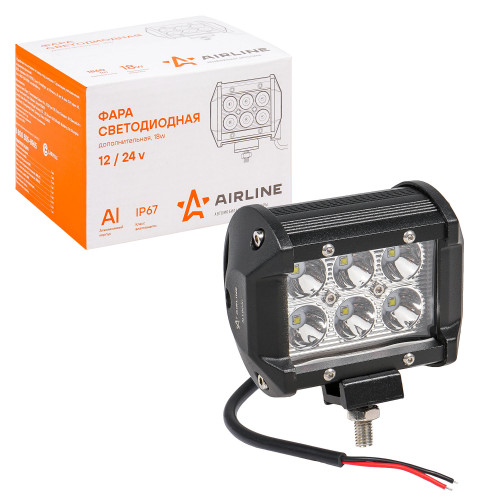 Фара (балка) светодиодная двухрядная, 6LED, дальний свет, 18Вт, 98х78х65мм, 12/24В
